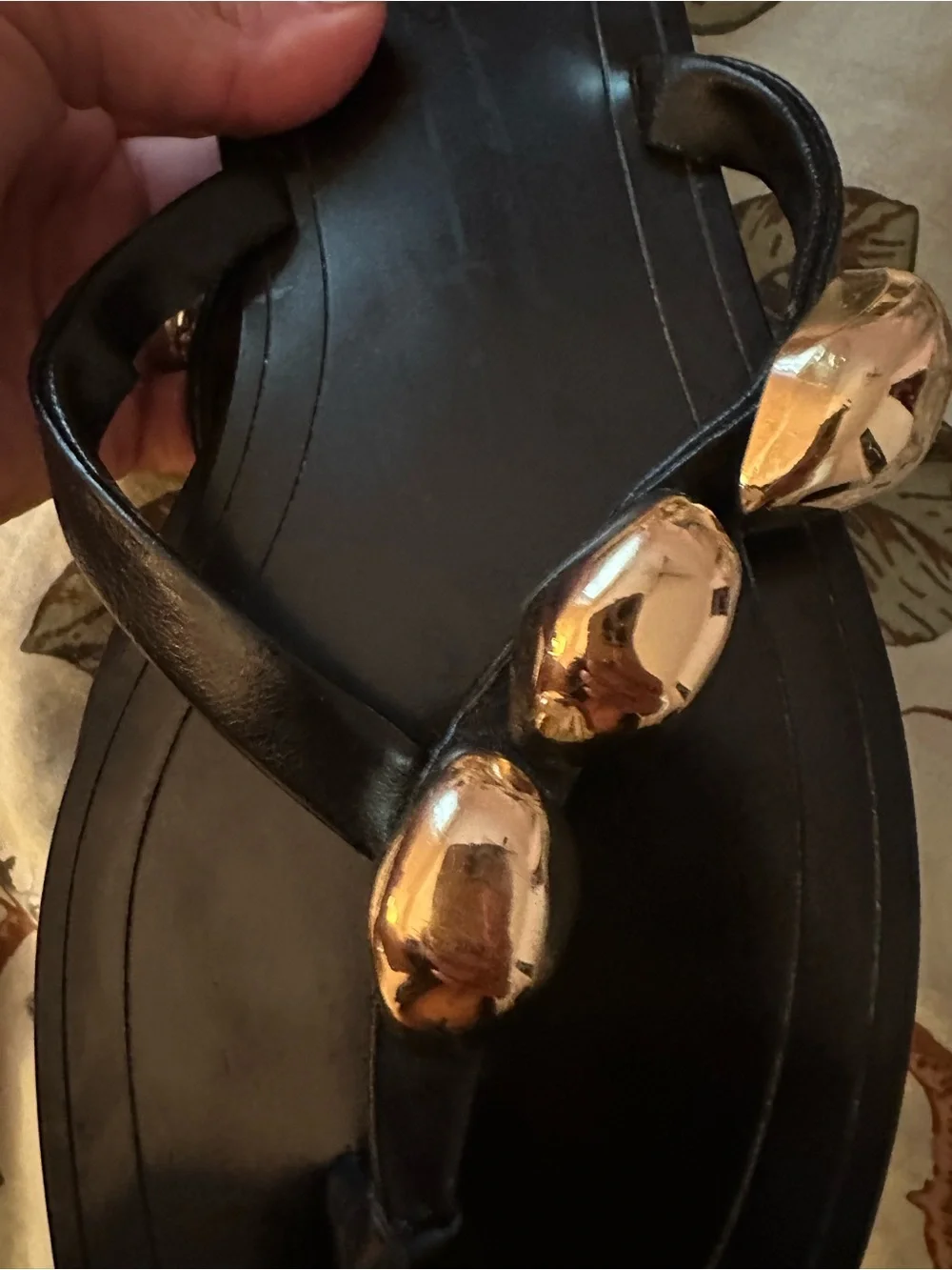 Zara Flat Leather Sandals with Gold Detailing  Size 38 - Picture 6 of 7